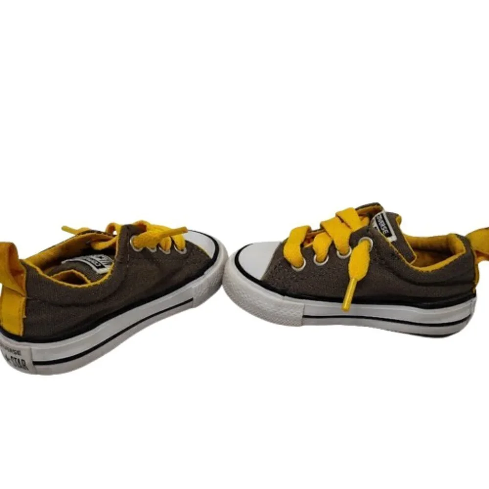 Converse Infant Toddler Baby Size 4 Gray & Yellow Chuck Low tops Sneakers